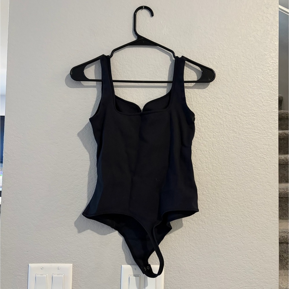 Abercrombie & Fitch Soft A&F Collection Notched Sweetheart Bodysuit Black SMALL - Picture 4 of 5